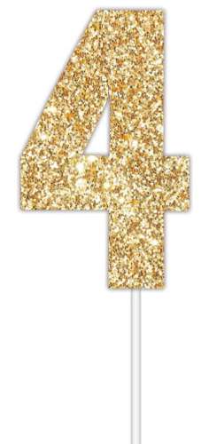 Gold Glitter Cake Topper - No 4 - Click Image to Close